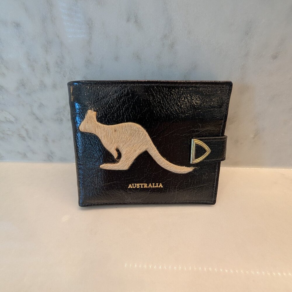 Black Australia Kangaroo Wallet, Kangaroo Fur, Leather, Made In Australia